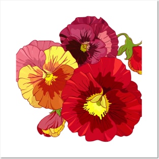 red pansy flowers Posters and Art